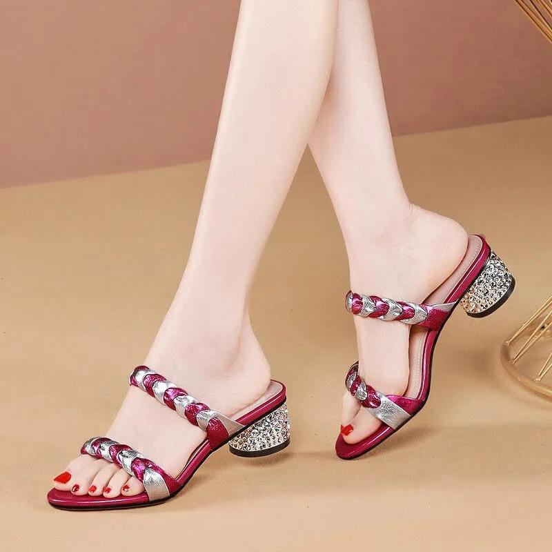 2024 Ladies' Casual Flat Comfortable Thick Heeled Sandals Original Slippers for Women for Summer