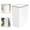 Press Type Trash Can with Cover 15L Capacity Plastic Garbage Bin for Bathroom Toilet Kitchen White