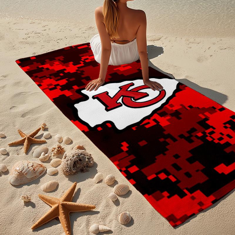 Kansas City Chiefs Football Microfiber Beach Towel, Lightweight And Quick-Dry, for Summer Travel, Beach Essential, Swimming Pool