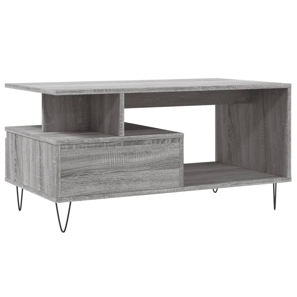 Vidaxl Coffee Table, Sonoma Grey Oak 90X49X45 Cm, Wood-Based