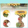 Charming Polyresin Sunflower Bird Bath With Stunningly Detailed Leaf And Ladybug Design