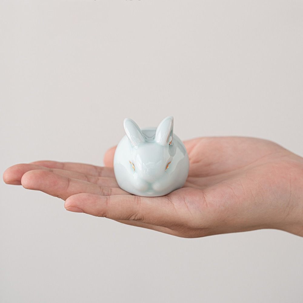 Home Ceramic Bunny Chinese Tea Pet Lazy Kung Fu Tea Rabbit Ornament Tea Accessories
