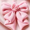3D Printed Rose Bow Pendant, Cute Keychain for Bag, Pink Hanging Ornament for Valentine's Day, Gift for Girlfriend