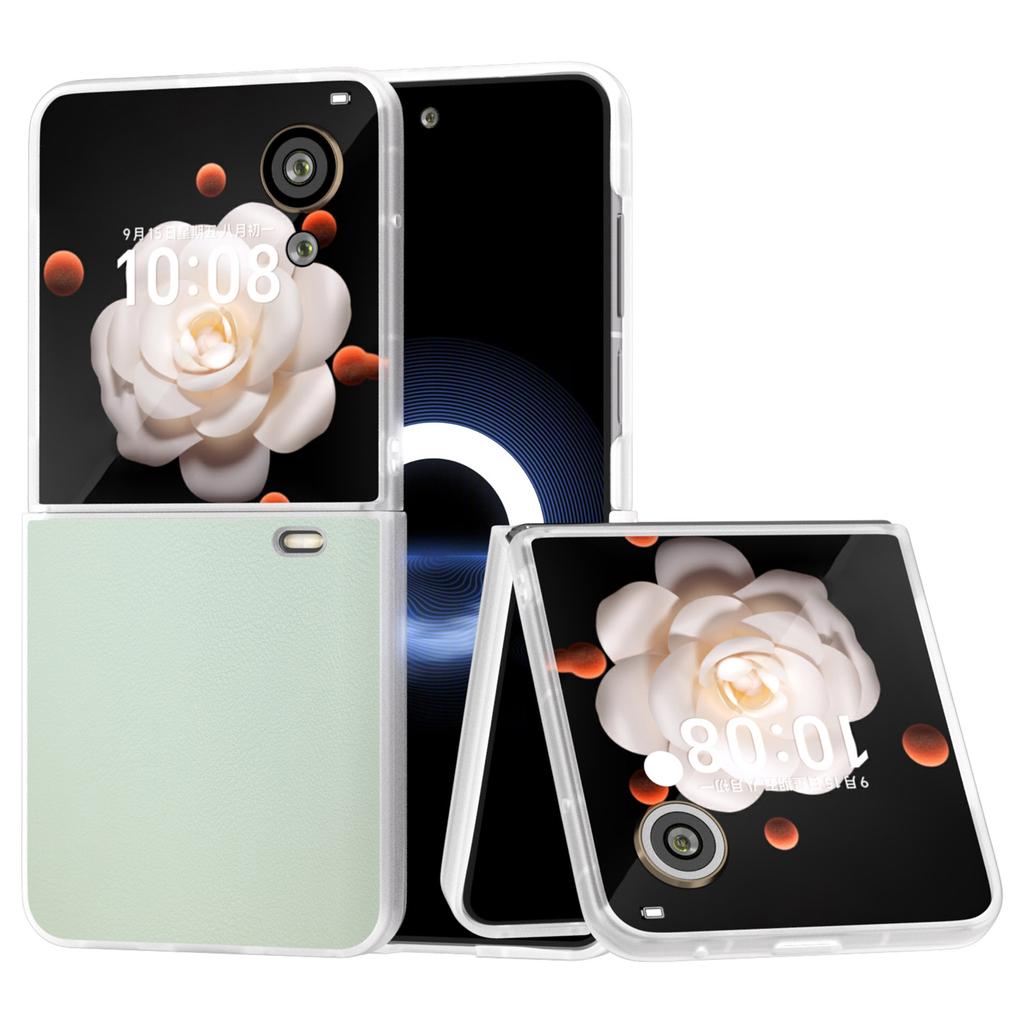 Pro Honor Magic V Flip 5G Pouzdro Průhledný Matný Okraj PU Kůže+PC Skládací Kryt na Telefon