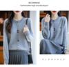 Women's Round Neck 100% Pure Wool Cardigan - Heart Design, Autumn/Winter Knit Outerwear Sweater