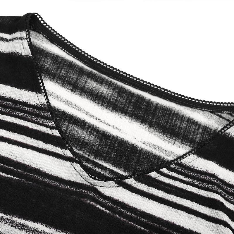 Bailuyu Women's Striped V-neck Flared Sleeve T-shirt