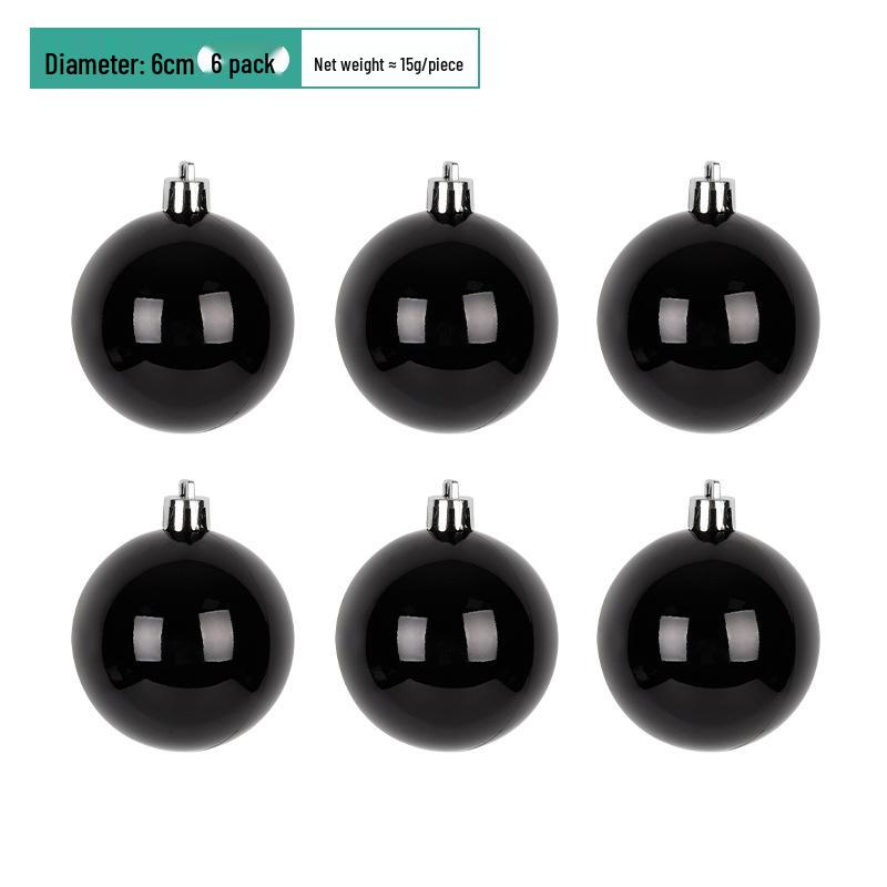 Black PVC Christmas Balls - Decorative Ornaments (6-15CM) for Tree Hanging and Scene Arrangement.