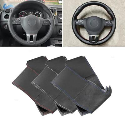Soft Perforated Leather Cover For VW Golf Plus Jetta Tiguan Passat B7 CC Touran Caravelle Hand Sewing Steering Wheel Cover Trim