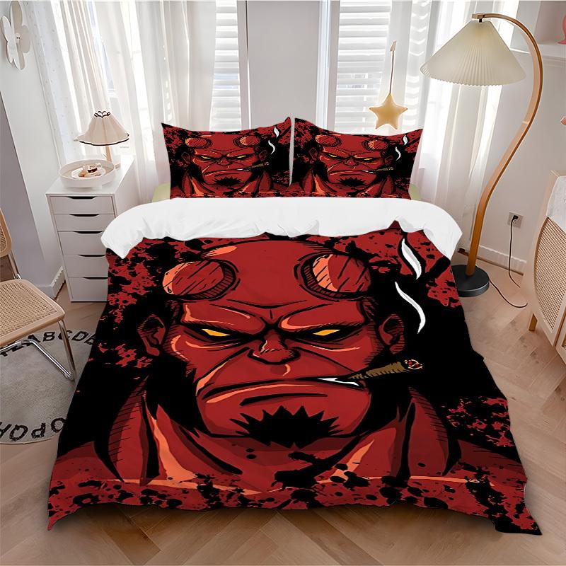 

3pcs bedding set Hellboy, Demon Includes 1 Comforter + 2 Pillowcases, Without Pillow Inserts, Soft Comfortable,a0909106 135x200cm