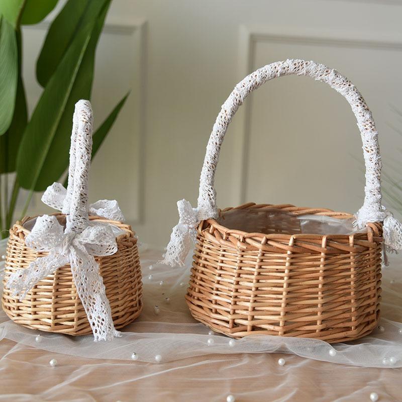 Flower Basket Rattan Portable Weaving Flower Crafts Floral Shop Basket Flower Basket Portable Flower Arrangement Flower Basket Handmade