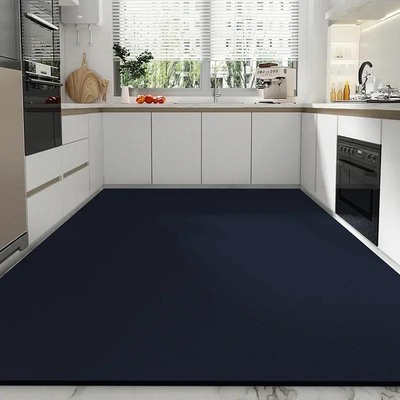 Kitchen Carpet, Waterproof Pvc Floor Mats, Non-Slip Leather Mat, Solid Color, Home Decoration, Big Size, Custom Rug