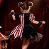 Costume di Halloween in Poliestere per Bambine con Maschera da Clown e Accessori da Palco per Festa di Halloween per Bambini