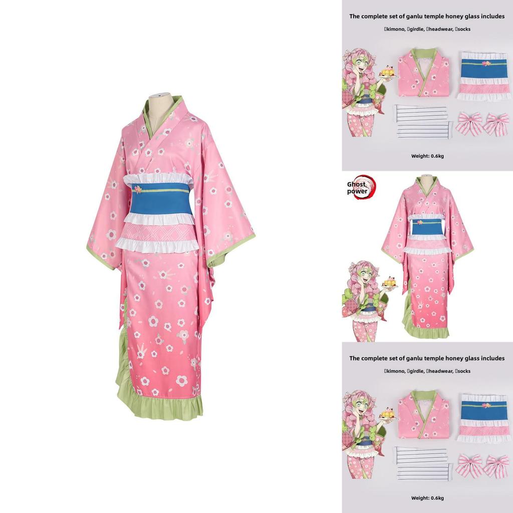 Kanroji Mitsuri Cosplay Costume With Polyester Fabric For Anime Cosplay And Role Playing