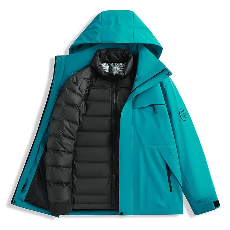 Men Women 3-in-1 Waterproof Windproof Hiking Jacket With Fleece Inner Removable Outdoor Mountaineering Coat