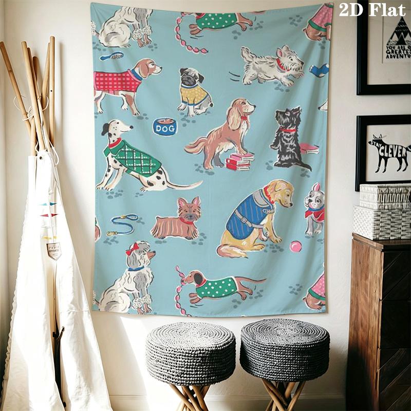 Cozy Cartoon Dog Pattern Home Decor Tapestry, Wall Hanging, Decorative RV Wall Cloth.ZGT0914369