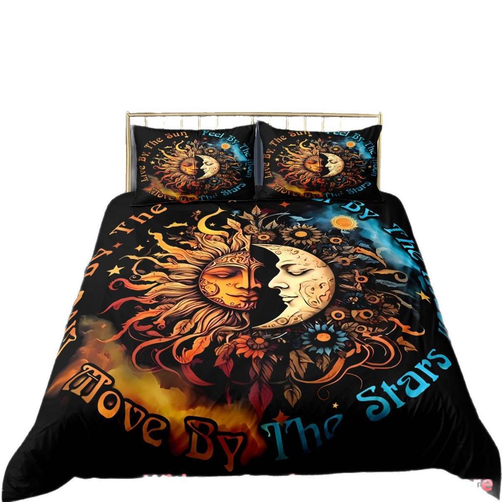 SHEIN Sun and Moon 3D Digital Printing Quilt Set Three-piece Customization
