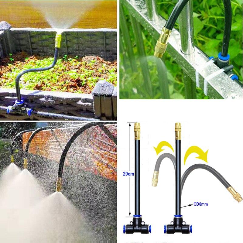 Verstellbarer Nebelregner 360° drehbarer Kupfer-Wassersprüher mit 8mm Anschluss für Gartenpflanzen Automatische Bewässerung Vernebelung