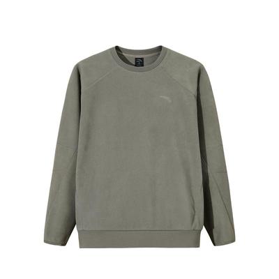 Men's Sports Series Fleece Crew Neck Knit Sweatshirt Gray Green 952547704-3