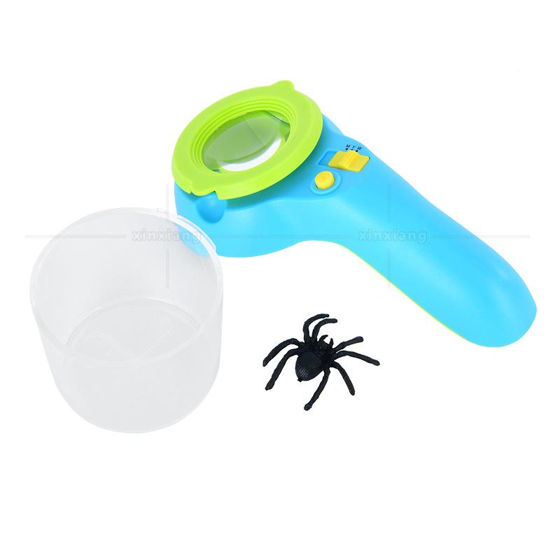 Hand-Held Barrel Type Child Student Animal Observer with Scale Measurement Insect Cold and Warm Light 8X Toy Magnifying Glass
