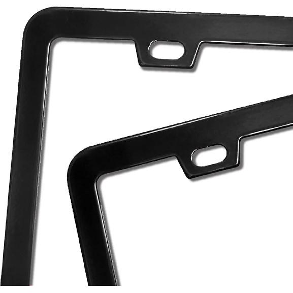 2 Pack License Plate Frame For Car Matte Metal Aluminum Rust-Proof License Plate Holder Cover Gloss Black Front Rear Number Tag Frame For Men Women