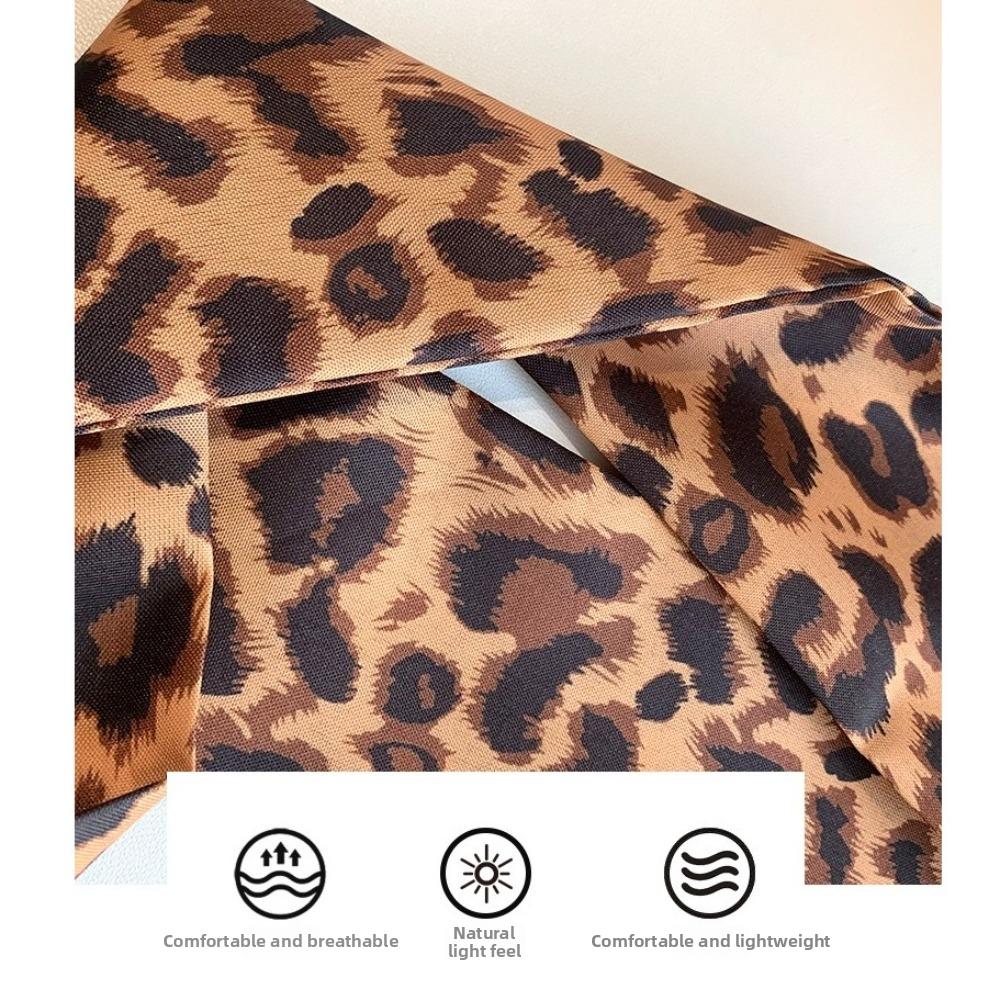 Leopard Print Slender Scarf Long Neck Scarf New Small Silk Scarf Bag Decoration