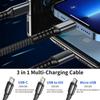 100W Super Fast Charging USB C Type 3 In 1 Data Cable With Light For IPhone Samsung Xiaomi Huawei Fast Charging Cords