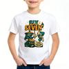 Kids Six Seven 67 Cartoon Anthropomorphic Number Print Short Sleeve T Shirt Fun Retro Character Graphic Casual Boys Summer Top