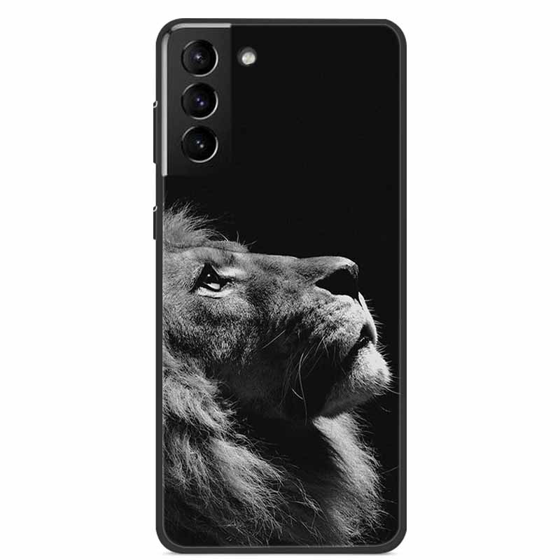 For Samsung S22 Case Wolf Lion Cat Black Silicone Soft Back Cover Case For Samsung Galaxy S21 FE S22 Ultra Phone Case S 22 Funda