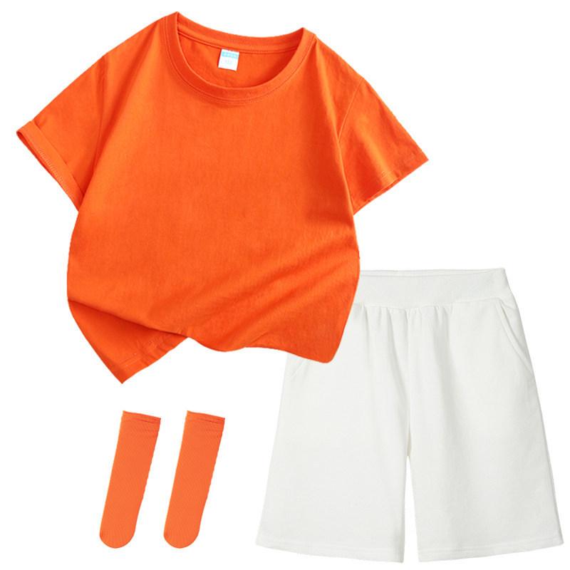 Colorful Children's Short Sleeve T-shirt Set for Kindergarten Sports and June 1st Performances.