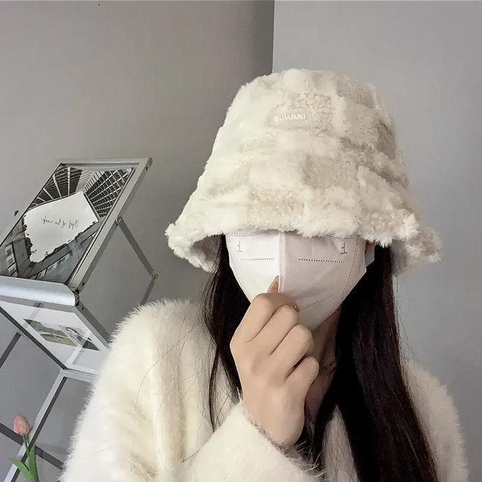 New Basin Hat Women's Autumn and Winter Versatile Lamb Wool Warm Bucket Hat Fashionable and Cute Plush Lion Hat