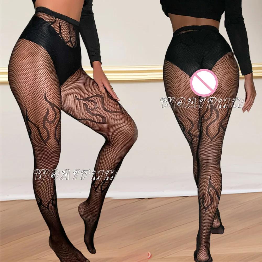 Girls Long Fishnet Stockings Fish Net Pantyhose Mesh Transparent Tights Lingerie Female Sexy Suspender Pantyhose Party Club Wear