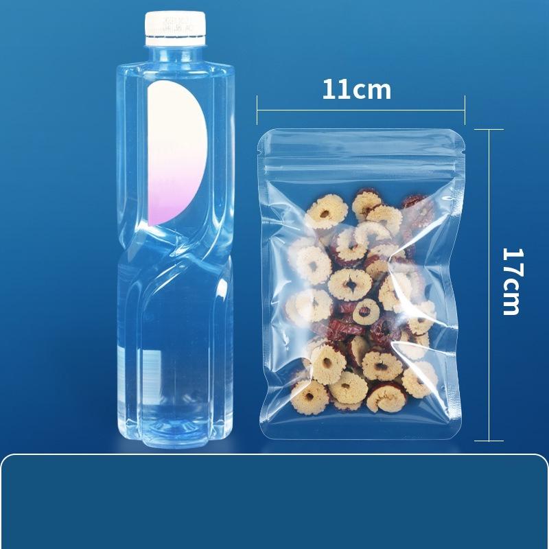 Double Layered 0.14mm Flat Bottom Seal Pocket Transparent Plastic Sealed Bag Suitable for Vegetable Dried Fruit Tea Leisure Fruit Packaging Storage