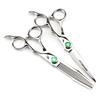 6.0-Inch Serrated Green Gem Hairdressing Scissors - Straight Shears with Antler Fishbone Design