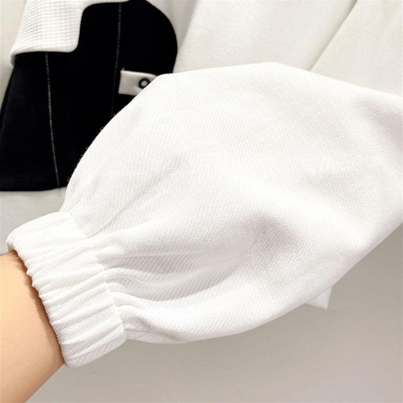 PoLo-Kragen Farbblock-Spleißpullover Damen Herbst Koreanische Version Locker Kurzer Abschnitt Locker Alles Passend Langärmlige Oberteile