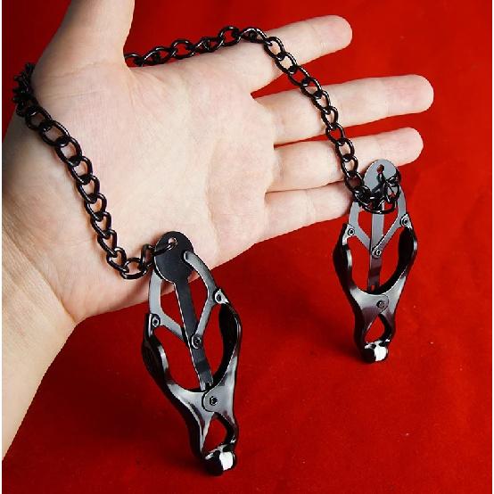 All Metal Intense Nipple Cover Clamps on Chain,Grip Tight Breast Clit Clip,BDSM Sex Toys for Couples,Adult Games