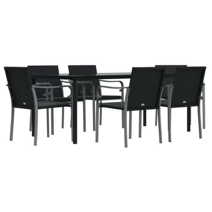 VidaXL Ensemble à manger de jardin 7 pcs coussins résine tressée acier 3186967