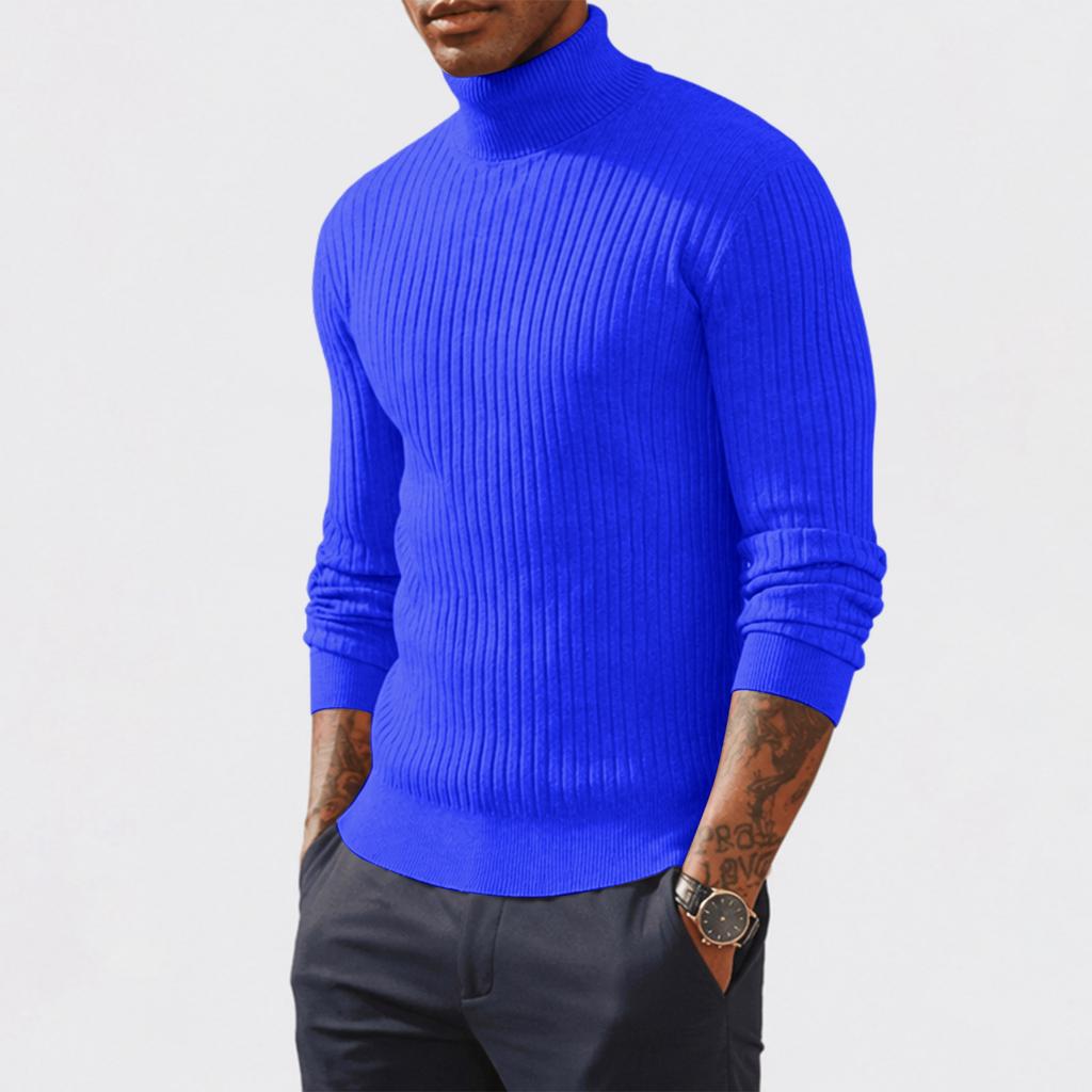 Men's High Neck Knit Sweater Casual Pullover Base Layer