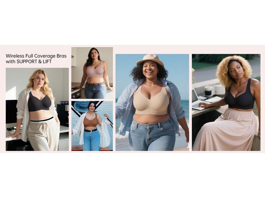 Bezprzewodowy Biustonosz Bezszwowy Podtrzymujący dla Kobiet: Wygodny Duży Rozmiar dla Dużego Biustu, Idealny dla Kobiet w Średnim Wieku i Starszych.