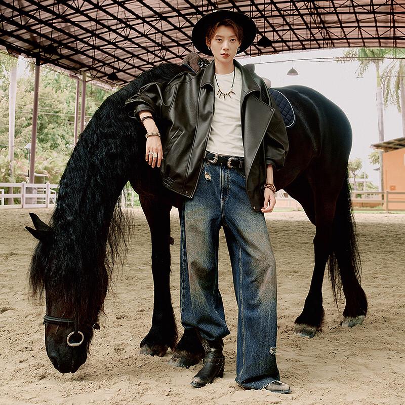 Chuyu Liberté Series Ripped Wasteland Style Women's Jeans