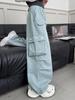 Girls' Wide-Leg Cotton Work Pants with Big Pockets - Autumn 2026 Style for Medium to Large Children, Casual Straight-Leg Long Pants