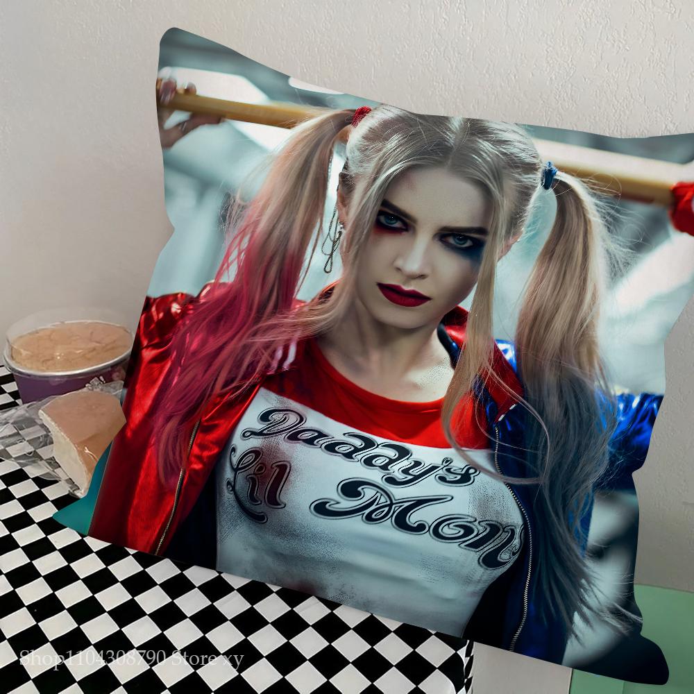 H-Harley Q-Quinn Pillow Case Fashion Square Pillowcase Bedroom Sofa Room Ins Decoration Leisure Cushion Cover 40x40