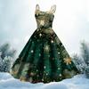 Women's Fashion Christmas Printed Sexy Strapless Gothic Cocktail Dress Punk, Vintage Dress.
