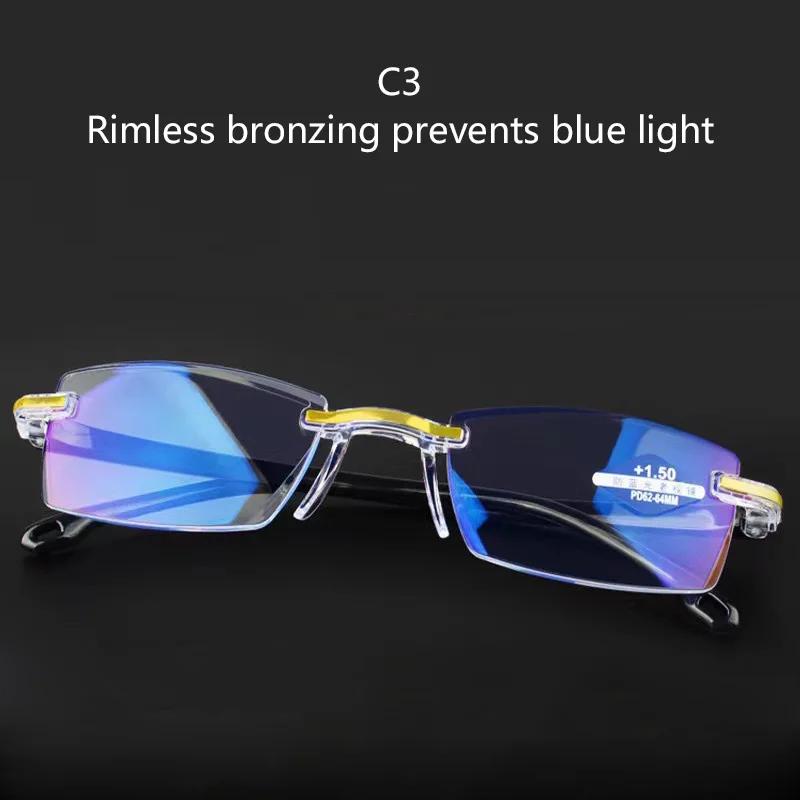 New Anti Blue Ray Reading Glasses Men Women Rimless Cutting Presbyopia Eyewear For Ladies Blue Light Glasses