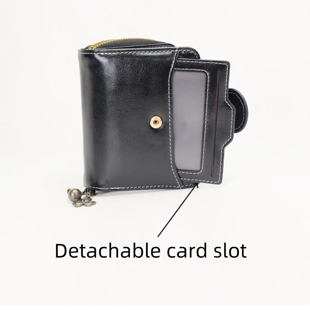 Damenkurzgeldbörse klassisch und retro im Stil. zeichnet sich durch ein schlichtes Design mit Hardware-Dekorationen aus und ist für den täglichen Gebrauch geeignet. mehrere Kartenfächer.