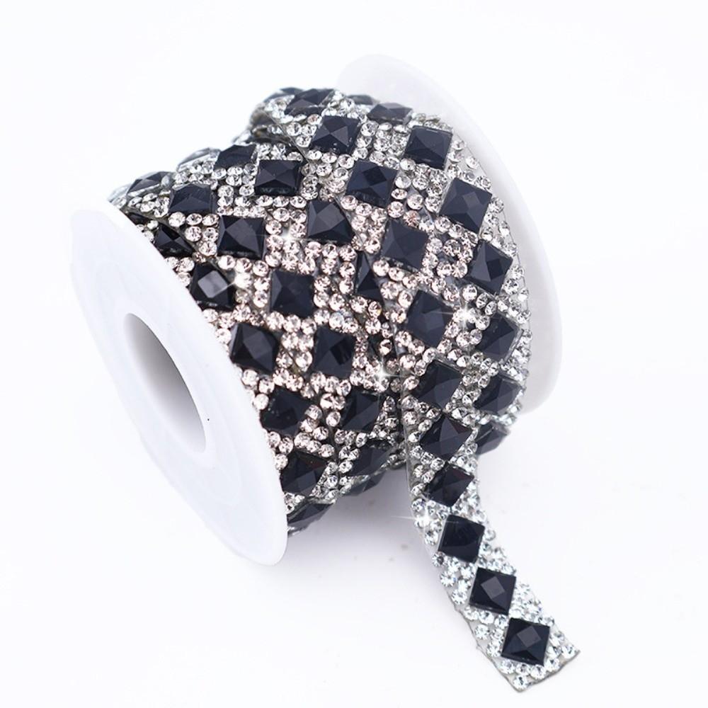 3 Yards Self Adhesive Square Rhinestone Flexible Shiny Rhinestone Sticker Sparkling DIY Decoration Rhinestone Strip