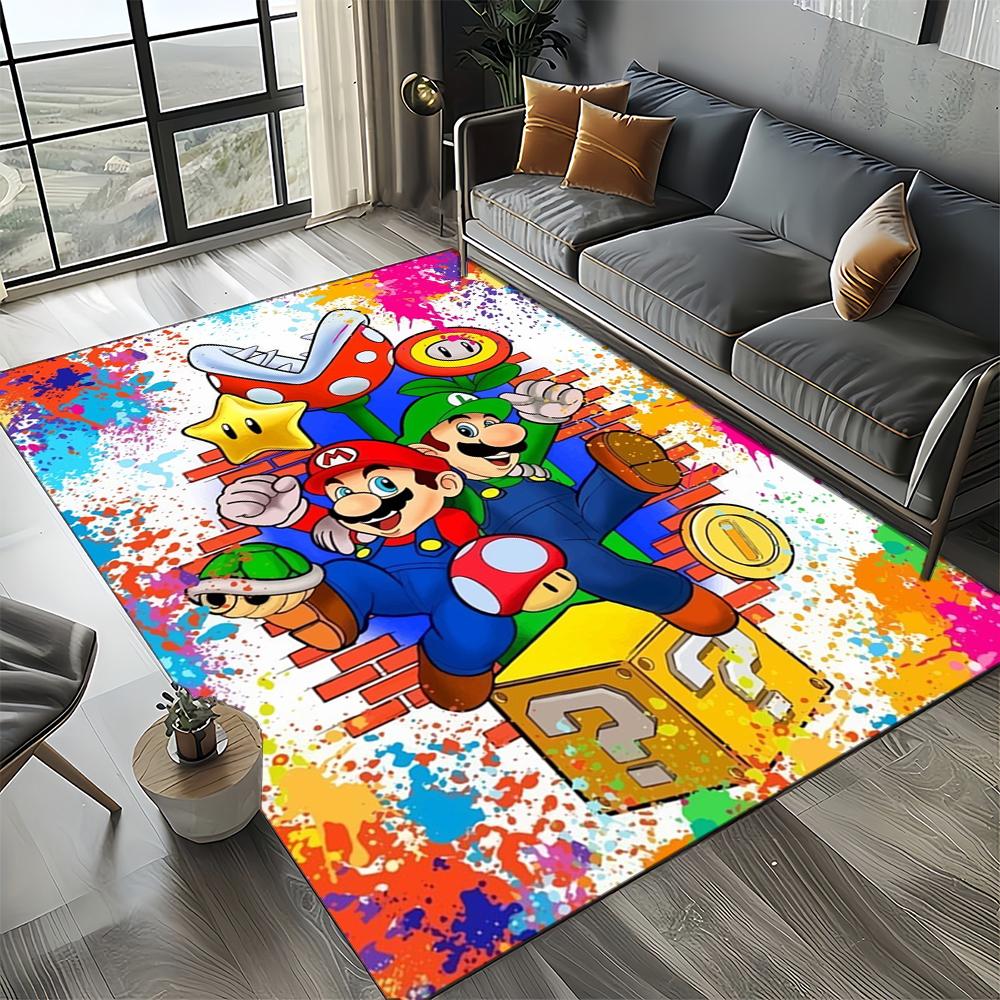 Retro Mario Cartoon Area Rug,Carpet Rug for Home Living Room Bedroom Sofa Doormat Decor,Kids Play Floor Mat
