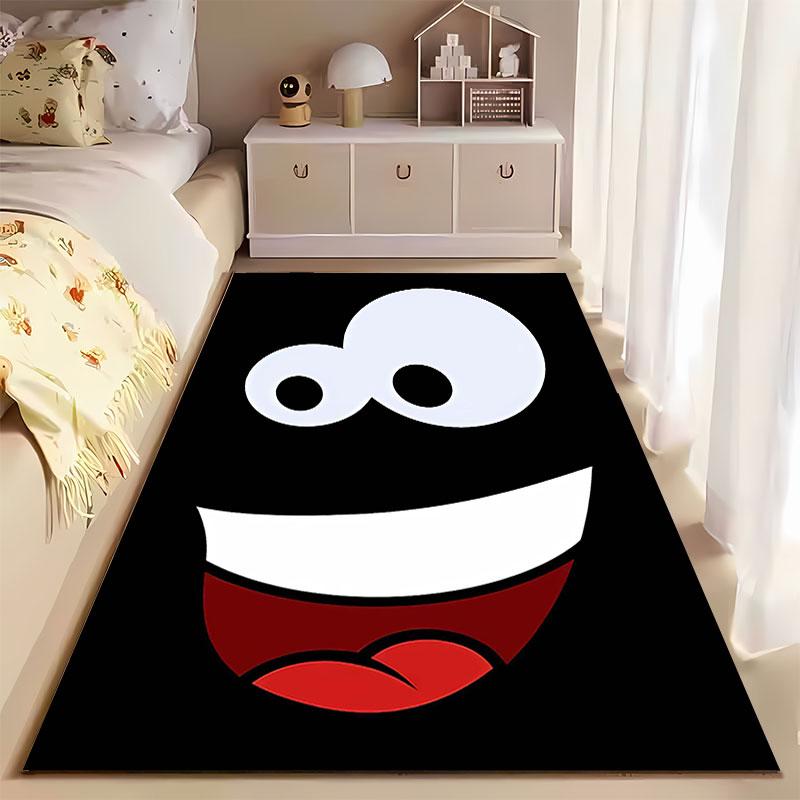Black Cartoon Face with Smile Suitable As a Non-slip Mat for the Living Room or Bedroom Sofa