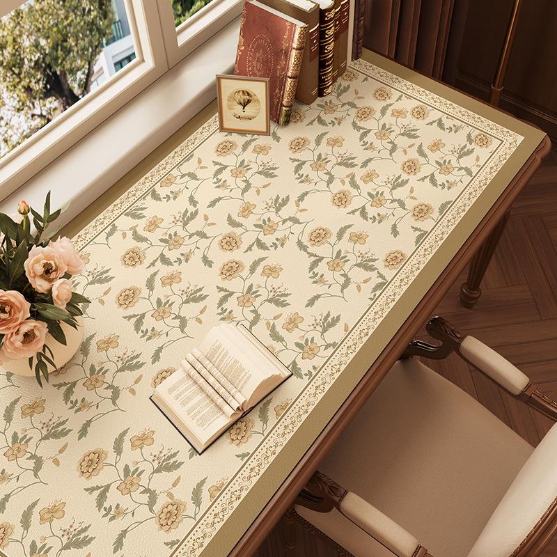 Leather Desk Mat Vintage Waterproof Desk Pad Non-Slip Cut To Size Writing Table Mat for Elegant Office & Gaming Setup