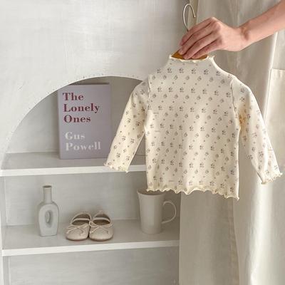 Ins2024 Herbst Baby Mädchen Langarm Rollkragen Print Shirt