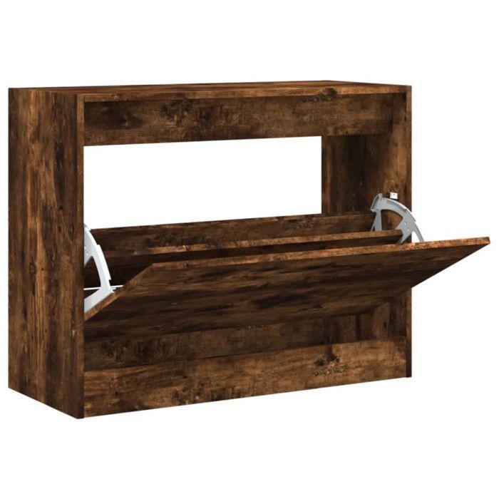 VidaXL Shoe Cabinet Smoked Oak 80x34x63 Cm Engineered Wood 839963